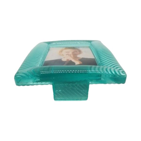 Picture Frame Acrylic Green Square Ribbed Free Standing Photo Home Ledge Decor - Picture 3 of 7